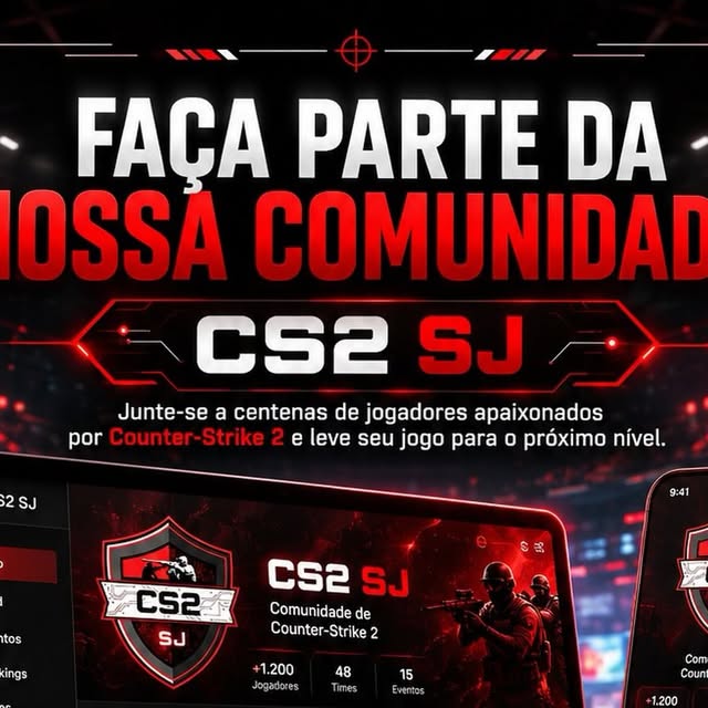 Arte oficial convidando jogadores para a comunidade CS2SJ